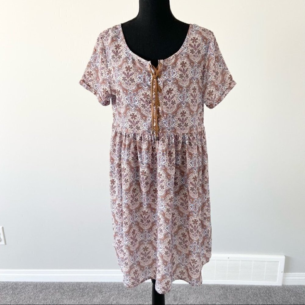 California Moonrise Floral Print Breezy  Flowy Western Boho Dress